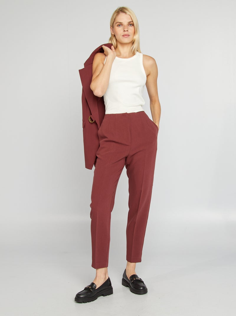 Pantalón pitillo de tiro alto ROJO - Kiabi