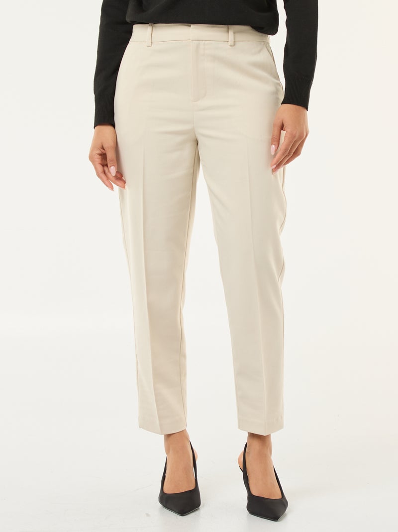 Pantalón pitillo liso con 2 bolsillos Beige - Kiabi