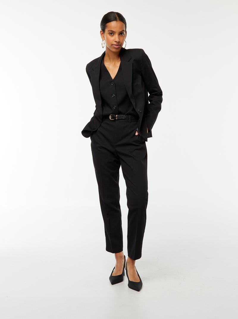 Pantalón pitillo liso con 2 bolsillos negro - Kiabi