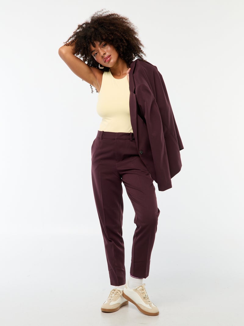 Pantalón pitillo liso con 2 bolsillos Purpura - Kiabi