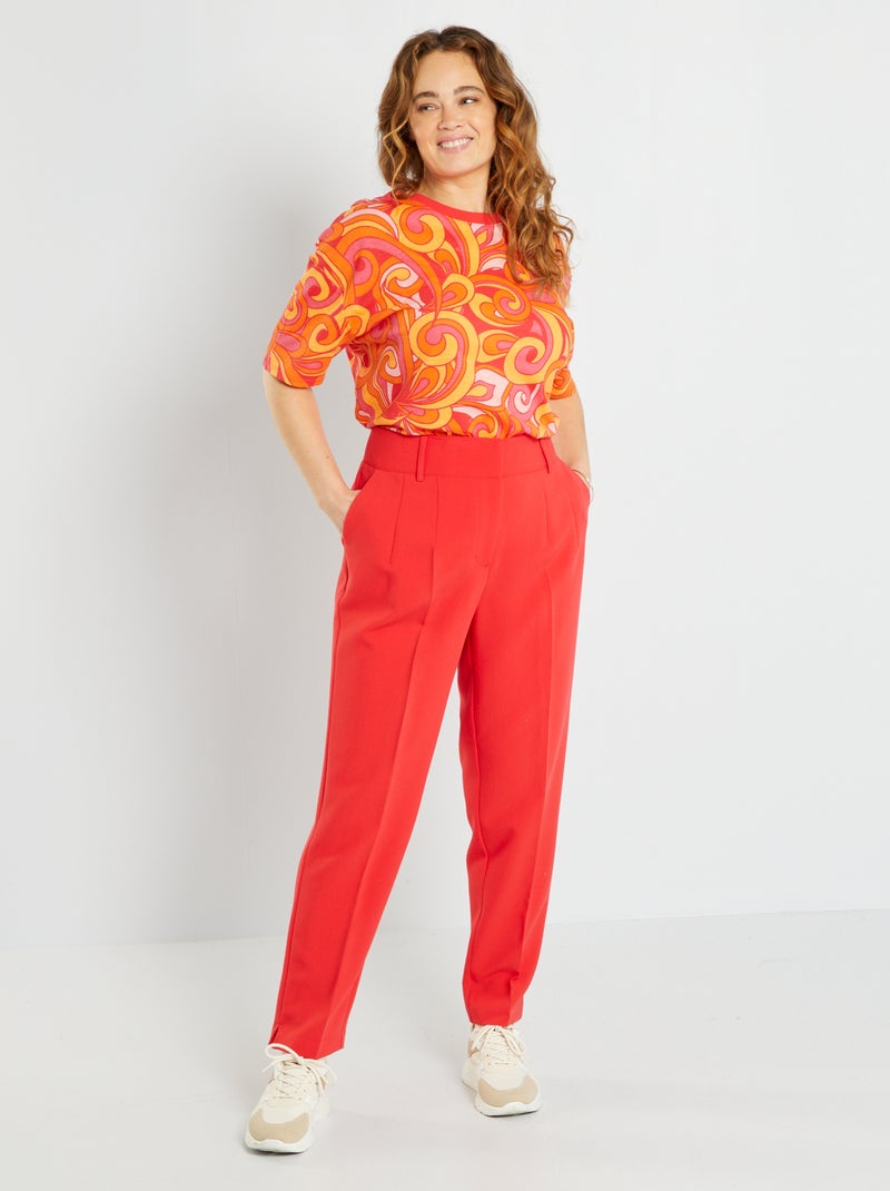 Pantalón pitillo liso rojo - Kiabi