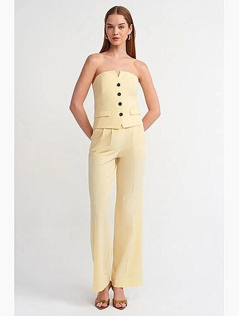 Pantalón plisado de pierna ancha y cintura alta dilvin