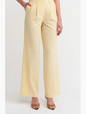 Pantalón plisado de pierna ancha y cintura alta dilvin