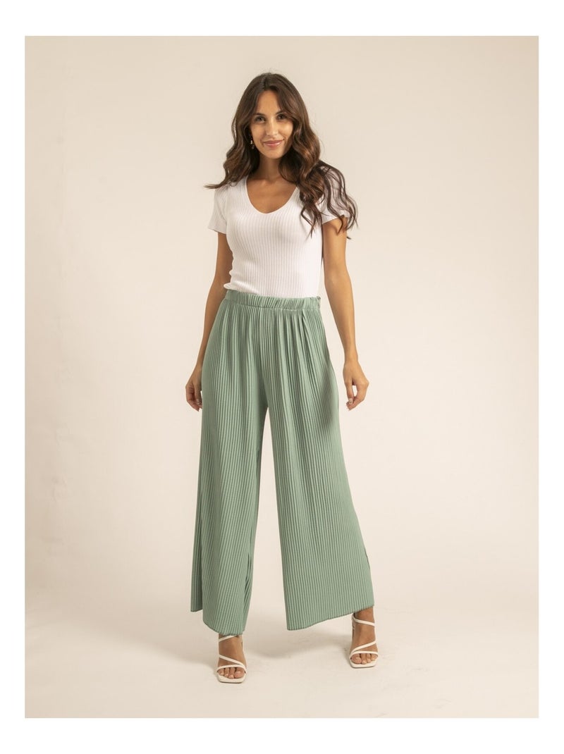 Pantalón plisado ELOU Verde pistacho - Kiabi