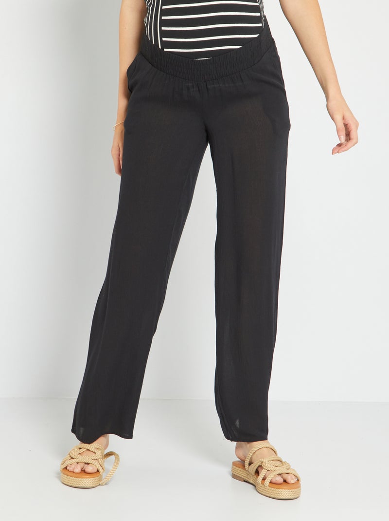 Pantalón premamá ancho de punto crepé Negro - Kiabi