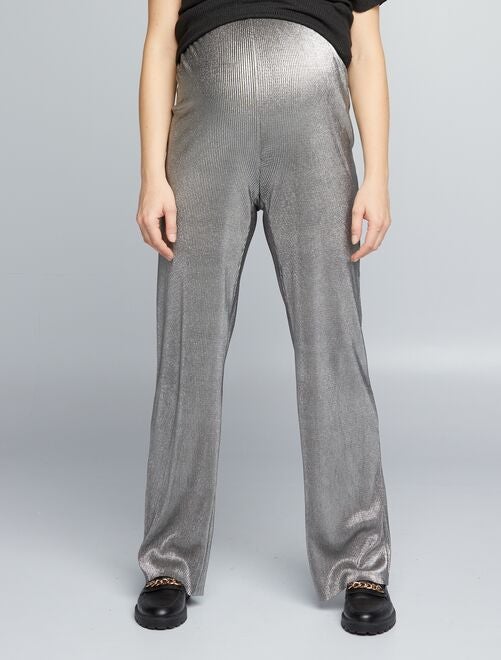Pantalon gris ancho mujer