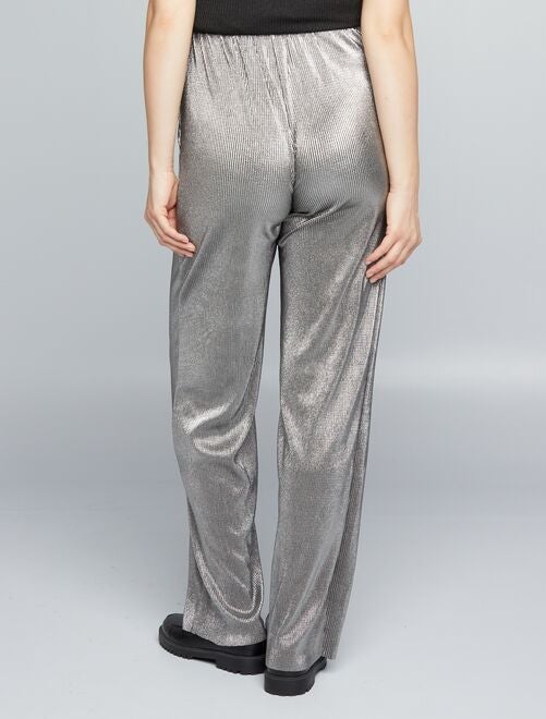 Pantalon gris ancho mujer