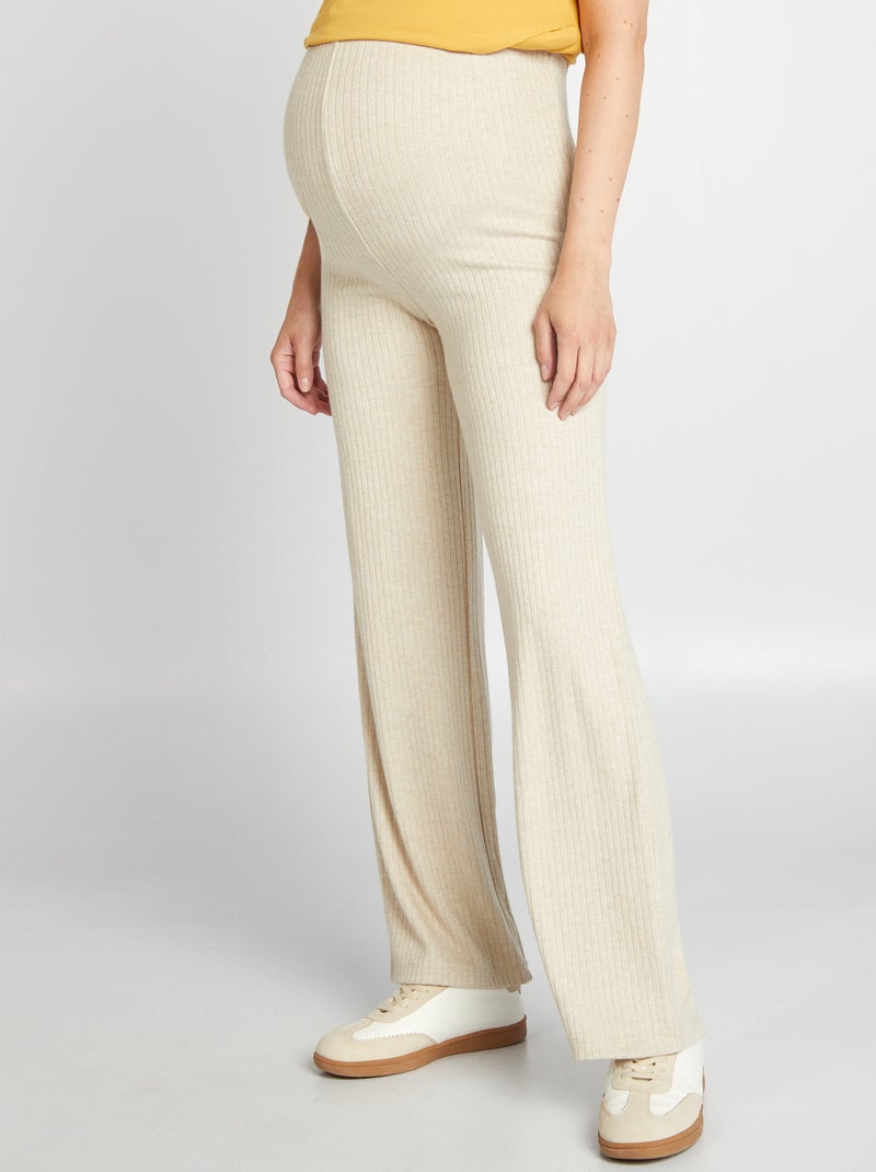 Pantalón premamá de canalé BEIGE - Kiabi