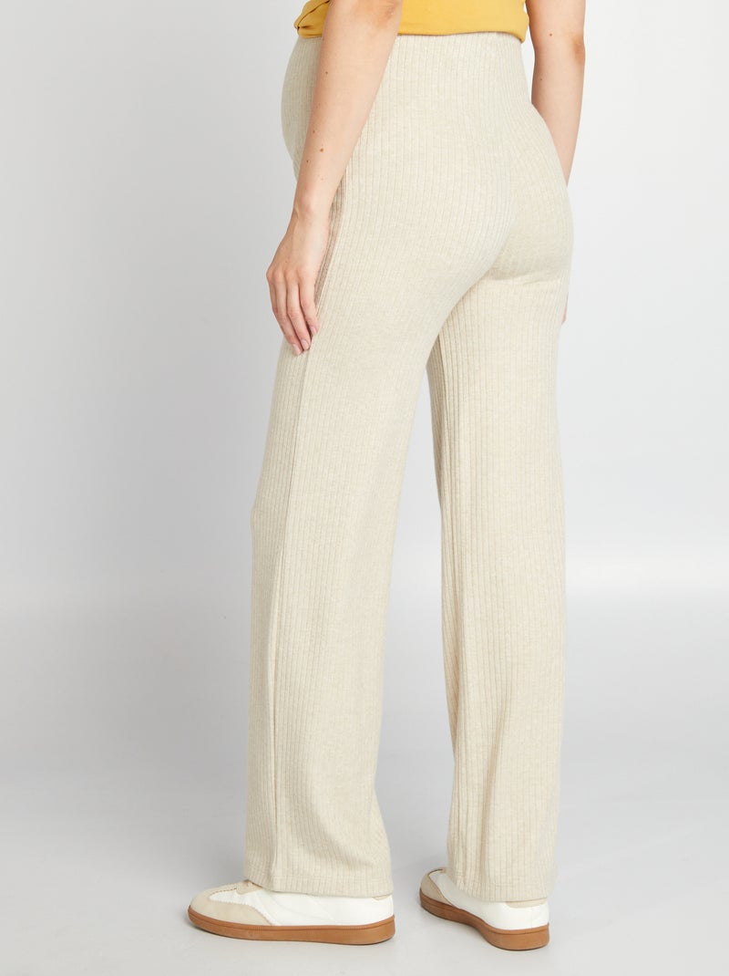 Pantalón premamá de canalé BEIGE - Kiabi