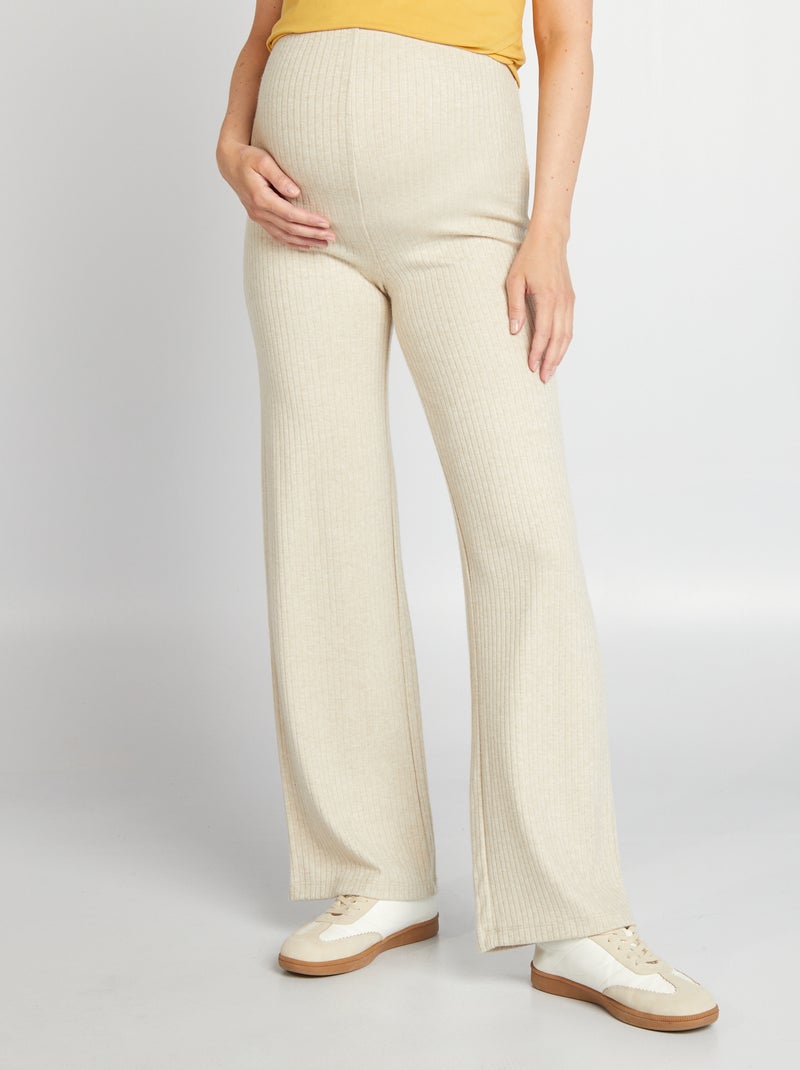 Pantalón premamá de canalé BEIGE - Kiabi