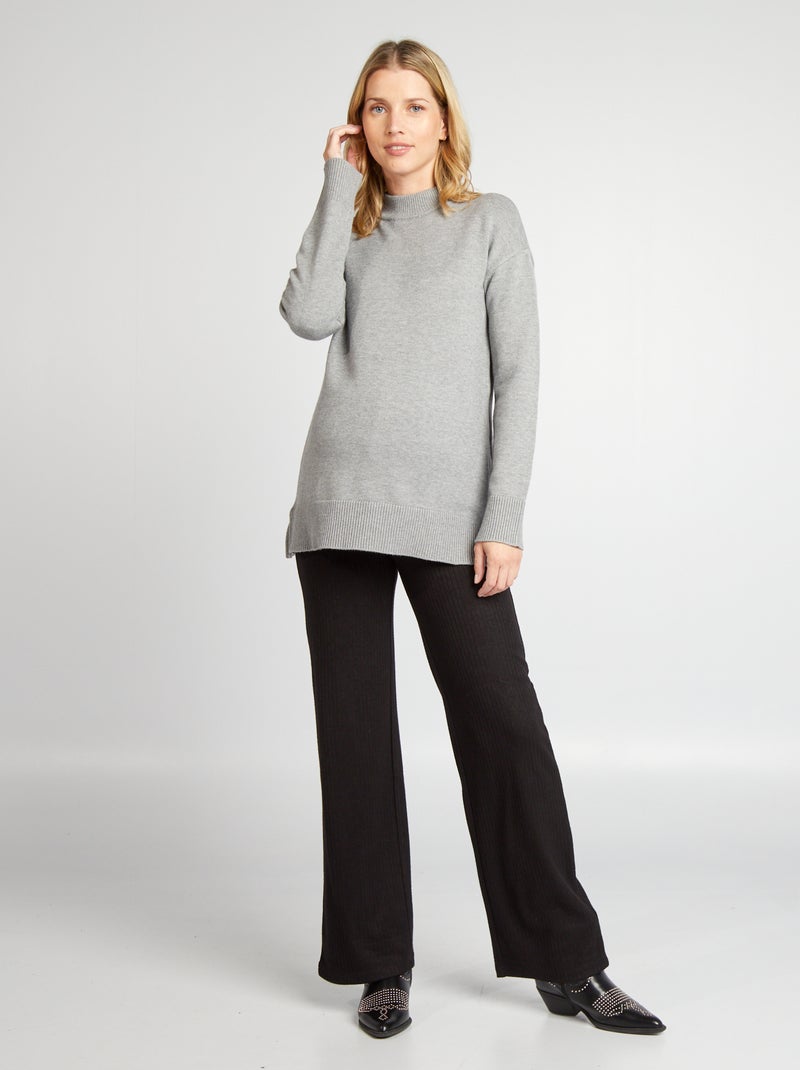Pantalón premamá de canalé negro - Kiabi