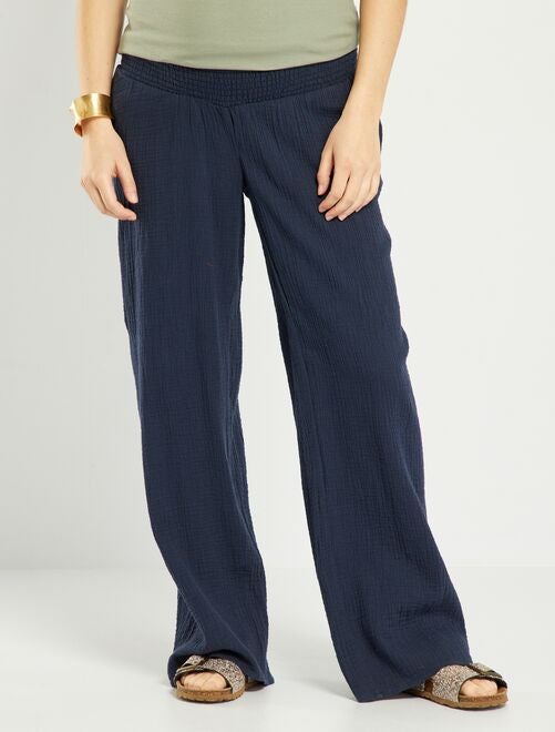 Pantalón premamá de gasa de algodón - Kiabi