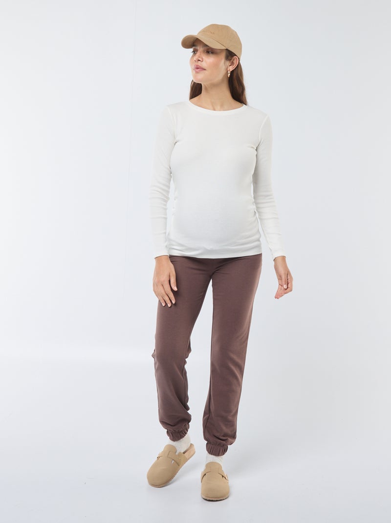 Pantalón premamá de jogging Marron - Kiabi