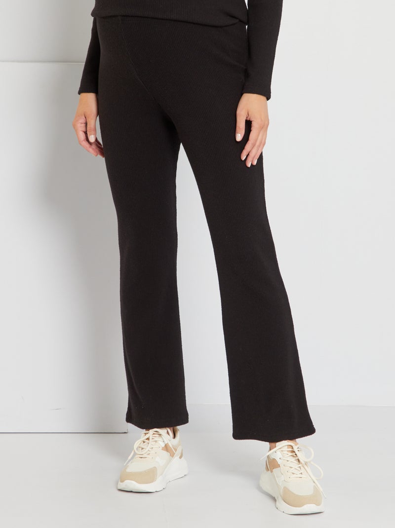 Pantalón premamá de punto de canalé Negro - Kiabi