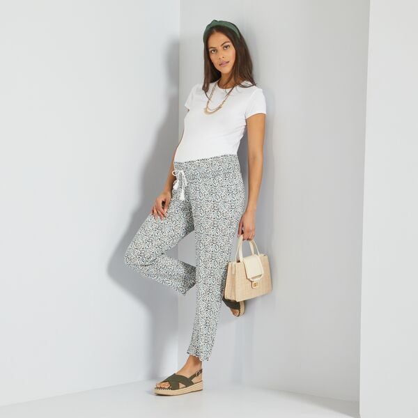 Pantalón premamá vaporoso con frunces en la cintura - BLANCO - Kiabi -  19,00€