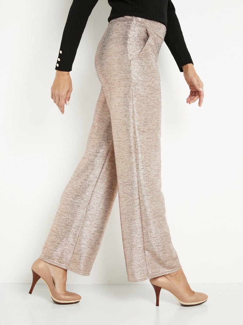 Pantalón punto brillo cintura ancha elástica - Afibel Cobre - Kiabi