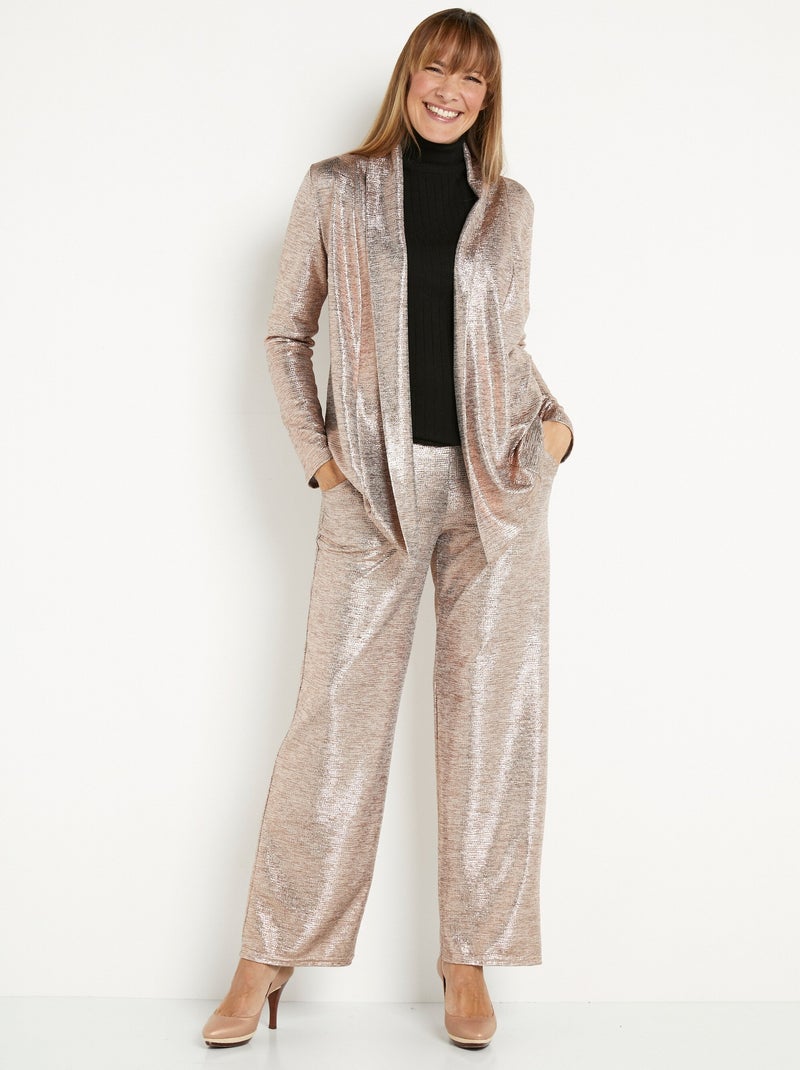 Pantalón punto brillo cintura ancha elástica - Afibel Cobre - Kiabi