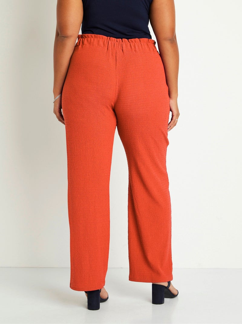 Pantalón punto cintura ancha elástica - Afibel Naranja - Kiabi