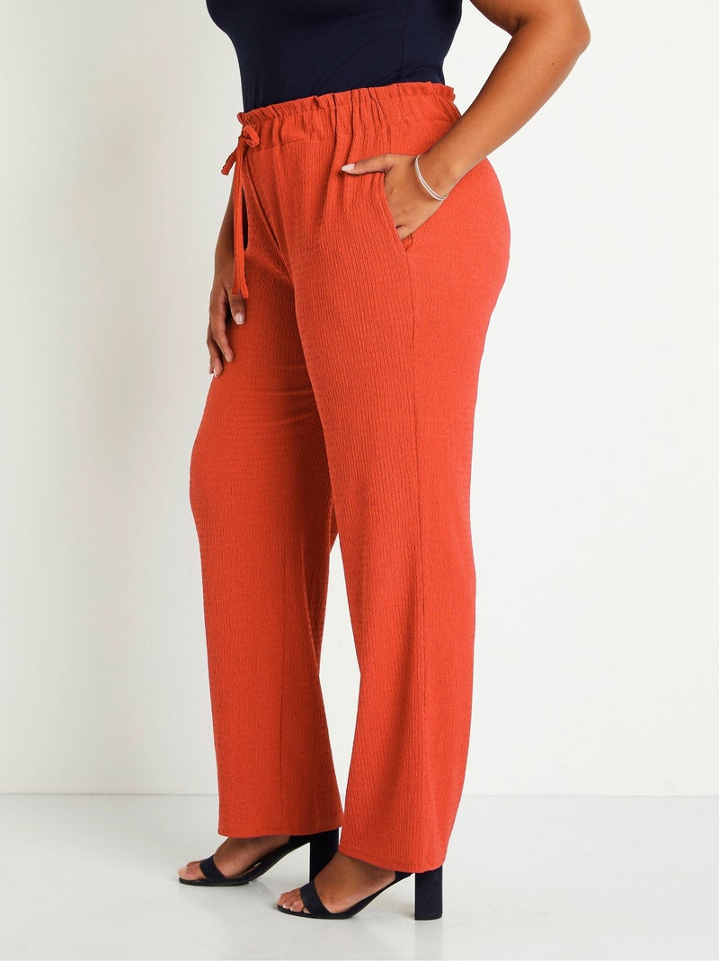 Pantalón punto cintura ancha elástica - Afibel Naranja - Kiabi