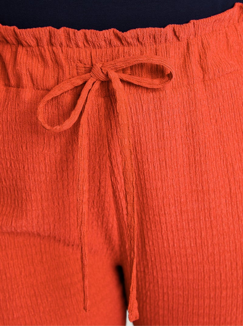 Pantalón punto cintura ancha elástica - Afibel Naranja - Kiabi