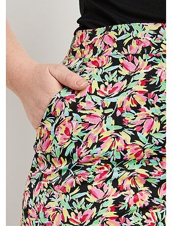 Pantalón raso floral cintura semielástica - Afibel