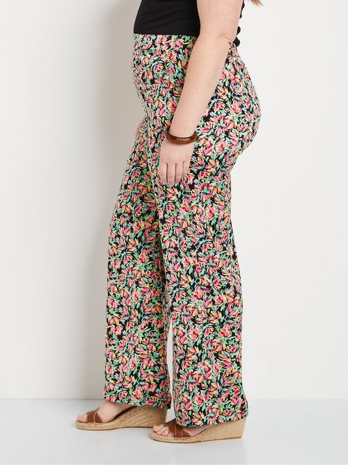 Pantalón raso floral cintura semielástica - Afibel - Kiabi