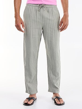 Pantalón rayado de lino mezclado