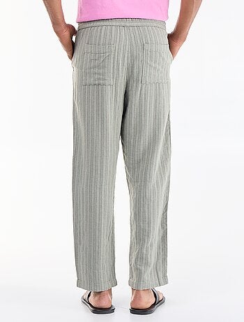 Pantalón rayado de lino mezclado