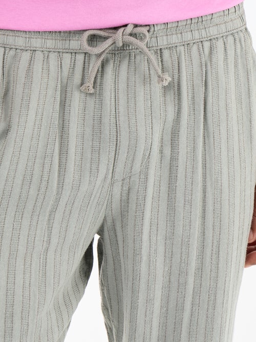 Pantalón rayado de lino mezclado - Kiabi
