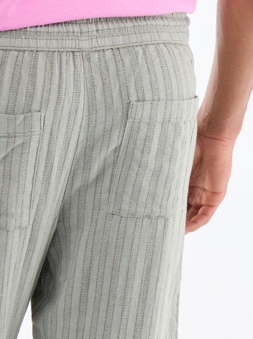 Pantalón rayado de lino mezclado - Kiabi