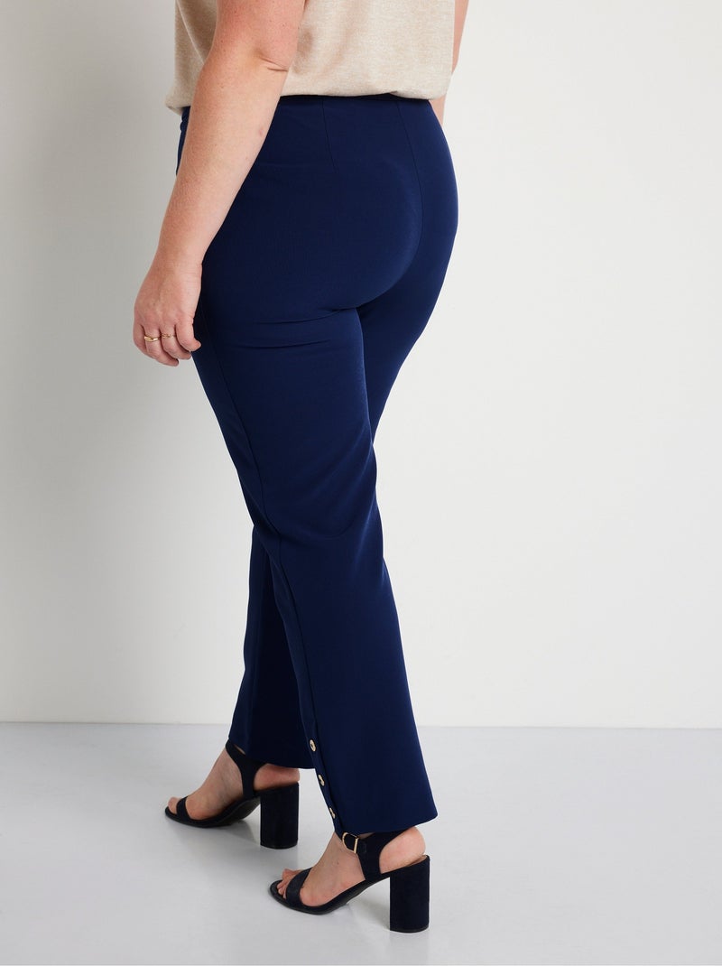 Pantalón recto 7/8 liso sin arrugas - Afibel Azul marino - Kiabi