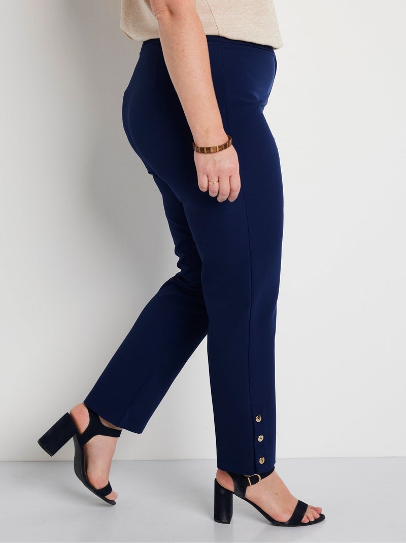 Pantalón recto 7/8 liso sin arrugas - Afibel Azul marino - Kiabi