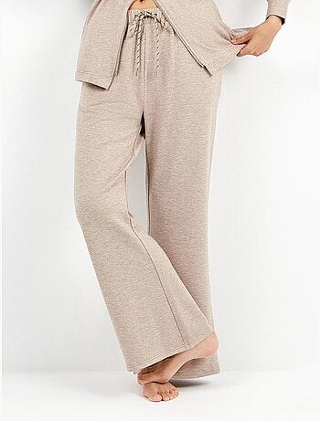 Pantalón recto ajustable en cintura en tejido de felpa