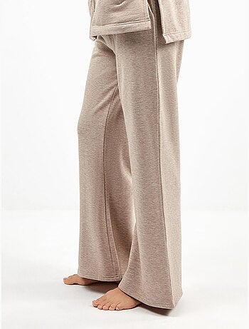 Pantalón recto ajustable en cintura en tejido de felpa