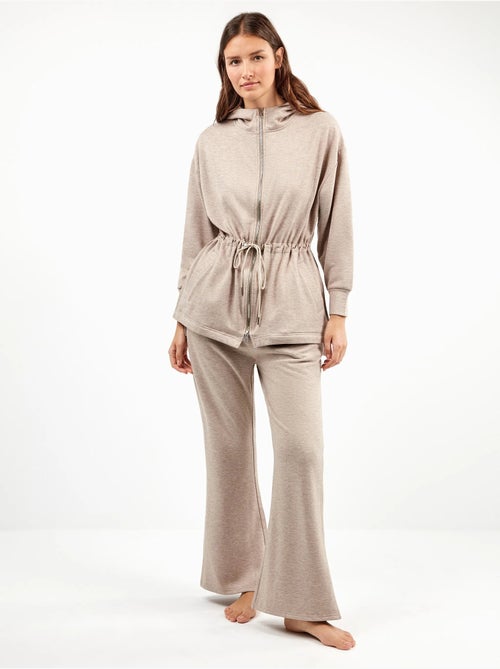Pantalón recto ajustable en cintura en tejido de felpa - Kiabi Pantalón recto ajustable en cintura en tejido de felpa - Kiabi