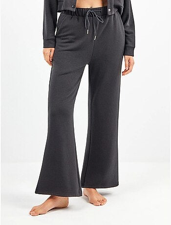 Pantalón recto ajustable en cintura en tejido de felpa