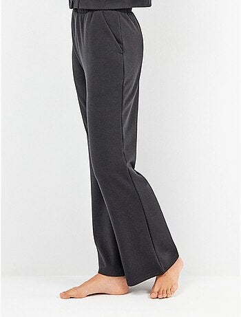 Pantalón recto ajustable en cintura en tejido de felpa