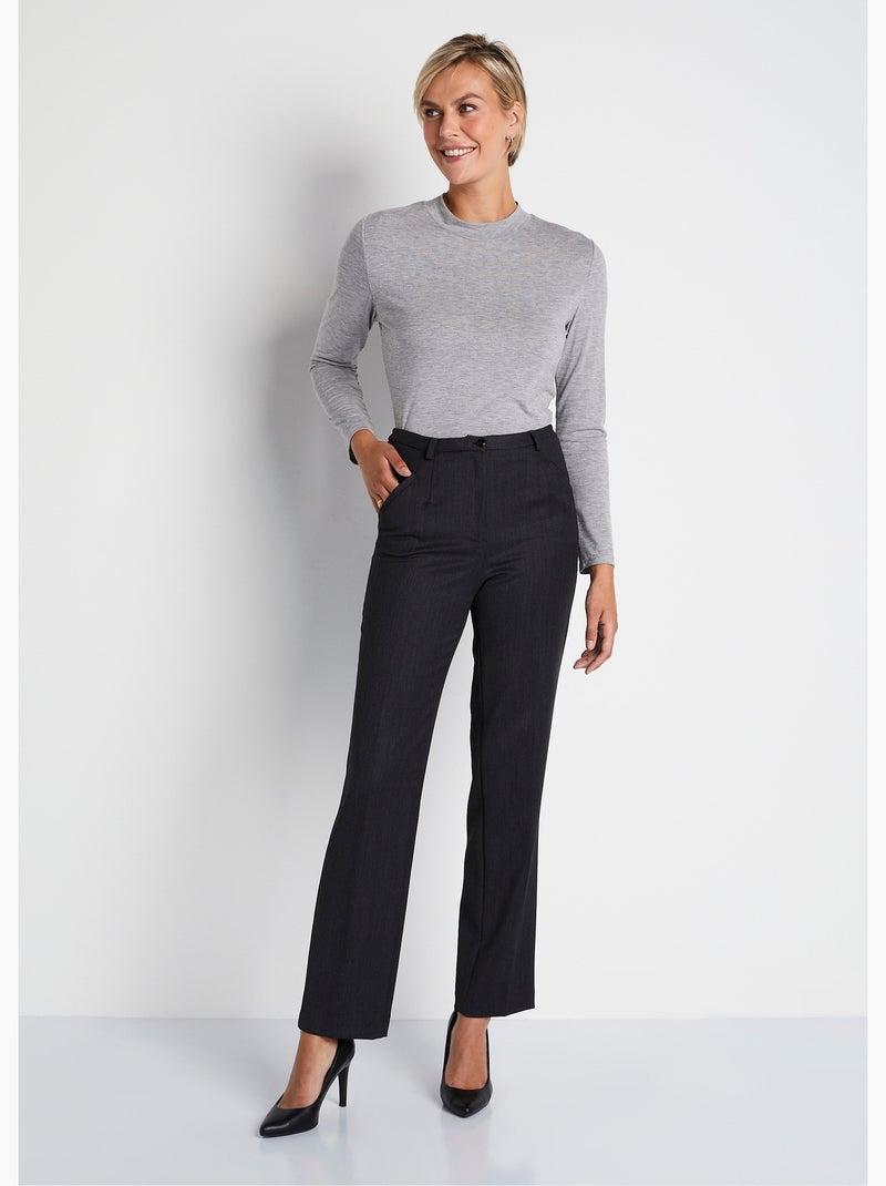 Pantalón recto cintura semielástica - Afibel Gris - Kiabi