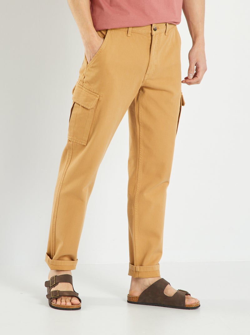 Pantalón recto con bolsillos con solapa BEIGE - Kiabi