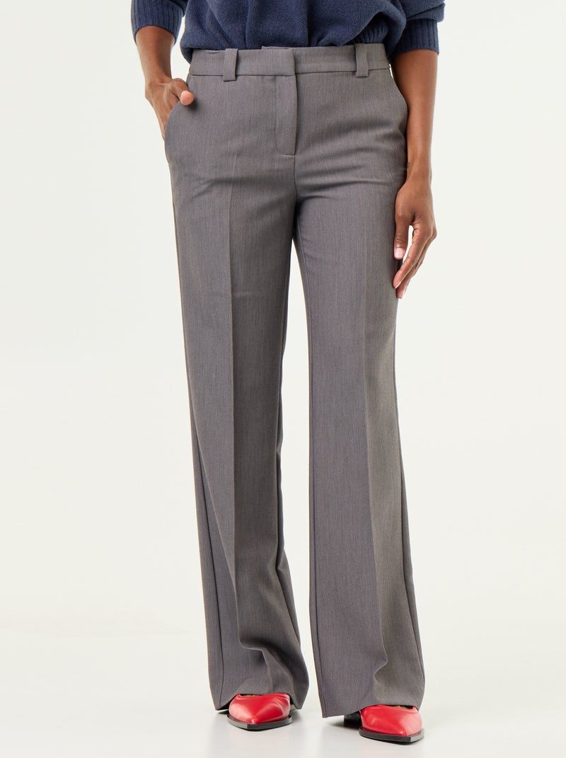 Pantalón recto con cintura ceñida Gris - Kiabi