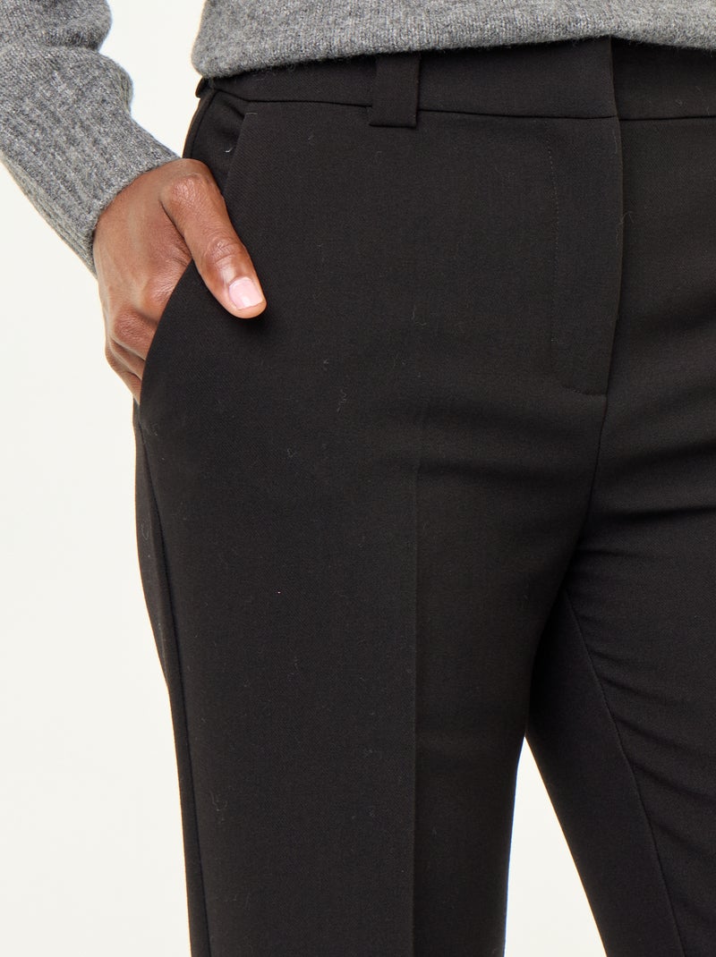 Pantalón recto con cintura ceñida Negro - Kiabi