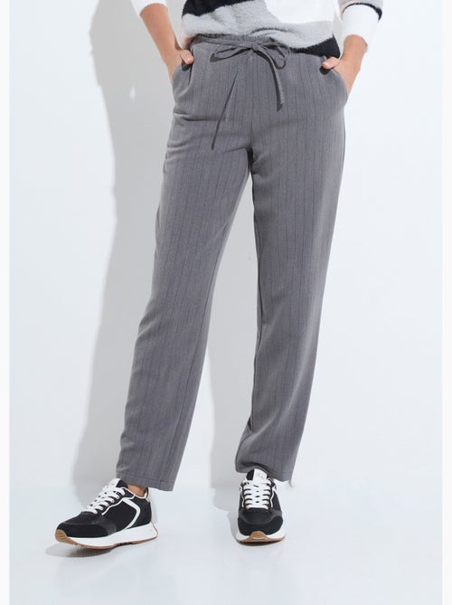 Pantalón recto con cintura elástica 3/4 - Afibel - Kiabi