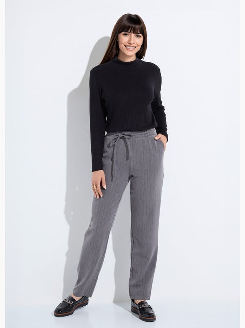 Pantalón recto con cintura elástica 3/4 - Afibel - Kiabi