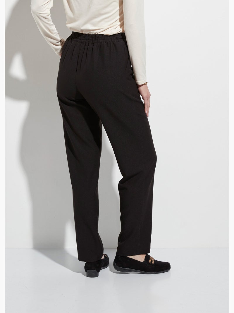 Pantalón recto con cintura elástica 3/4 - Afibel Negro - Kiabi