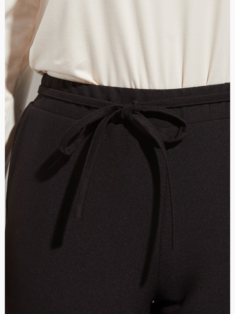 Pantalón recto con cintura elástica 3/4 - Afibel Negro - Kiabi