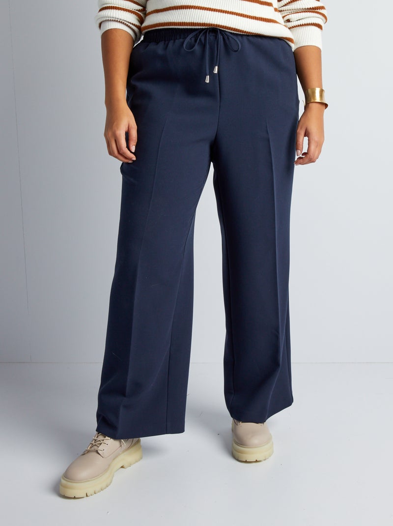 Pantalón recto con cintura elástica AZUL - Kiabi