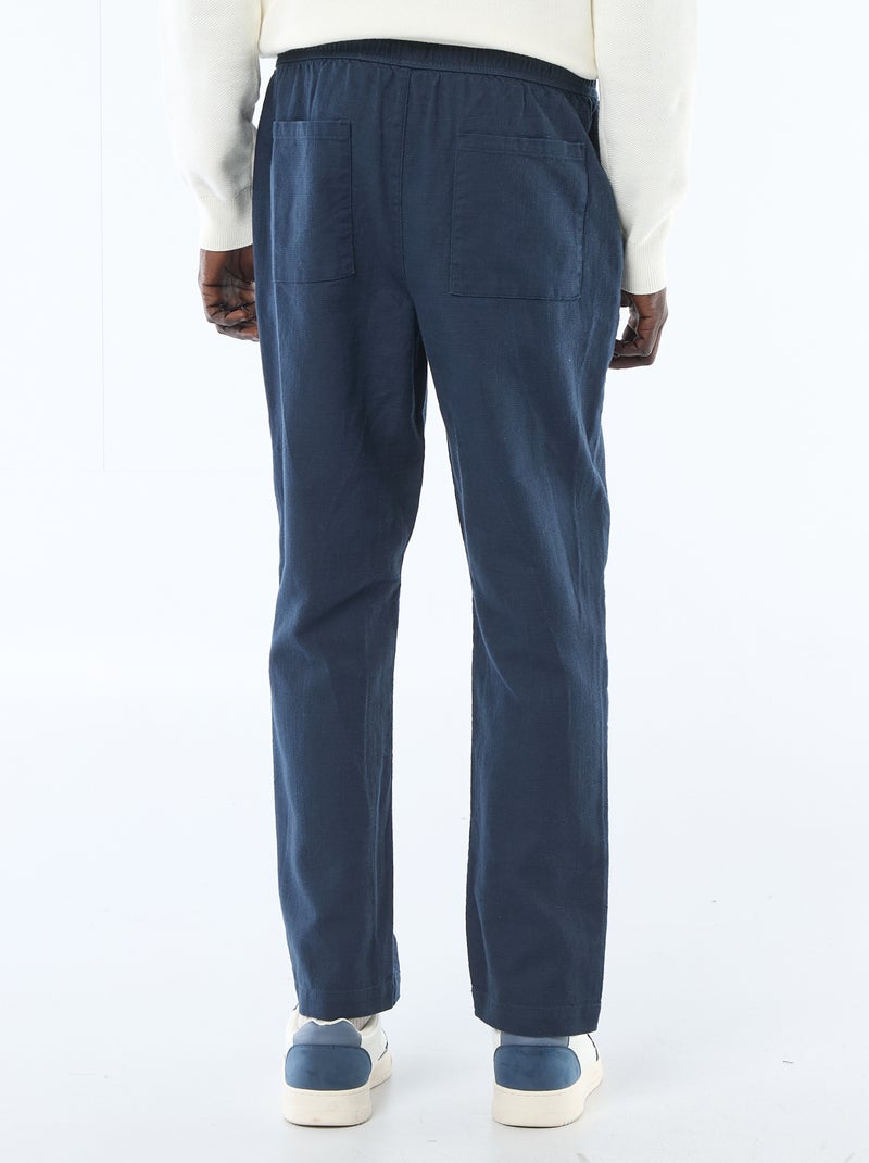 Pantalón recto con cintura elástica Azul - Kiabi