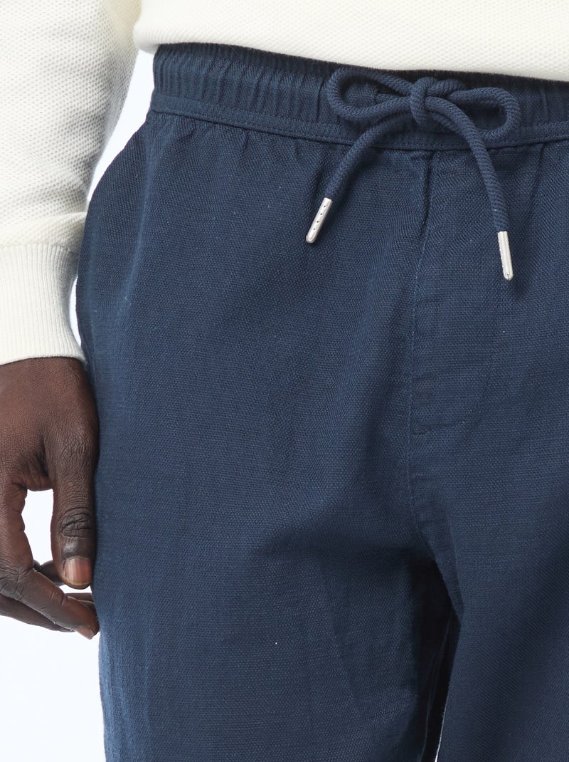 Pantalón recto con cintura elástica Azul - Kiabi