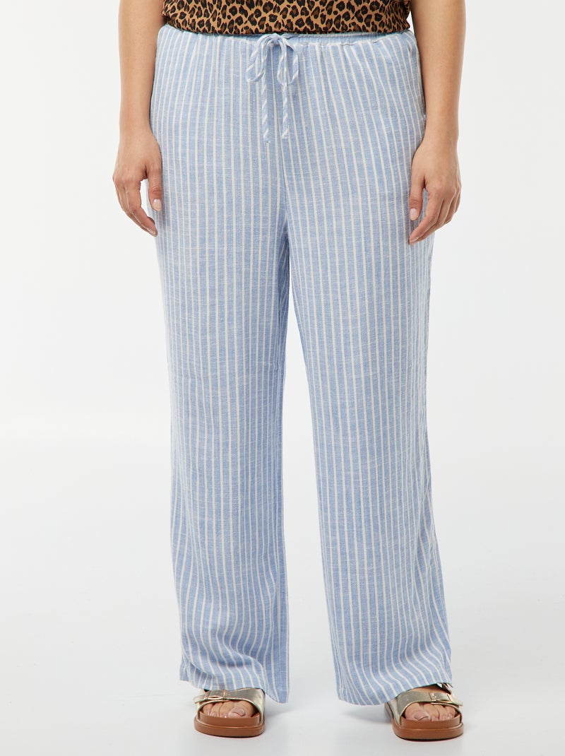 Pantalón recto con cintura elástica + cintas AZUL - Kiabi