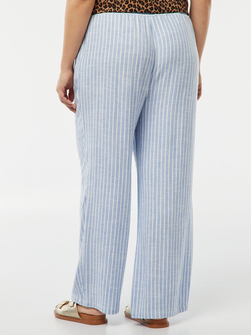 Pantalón recto con cintura elástica + cintas AZUL - Kiabi